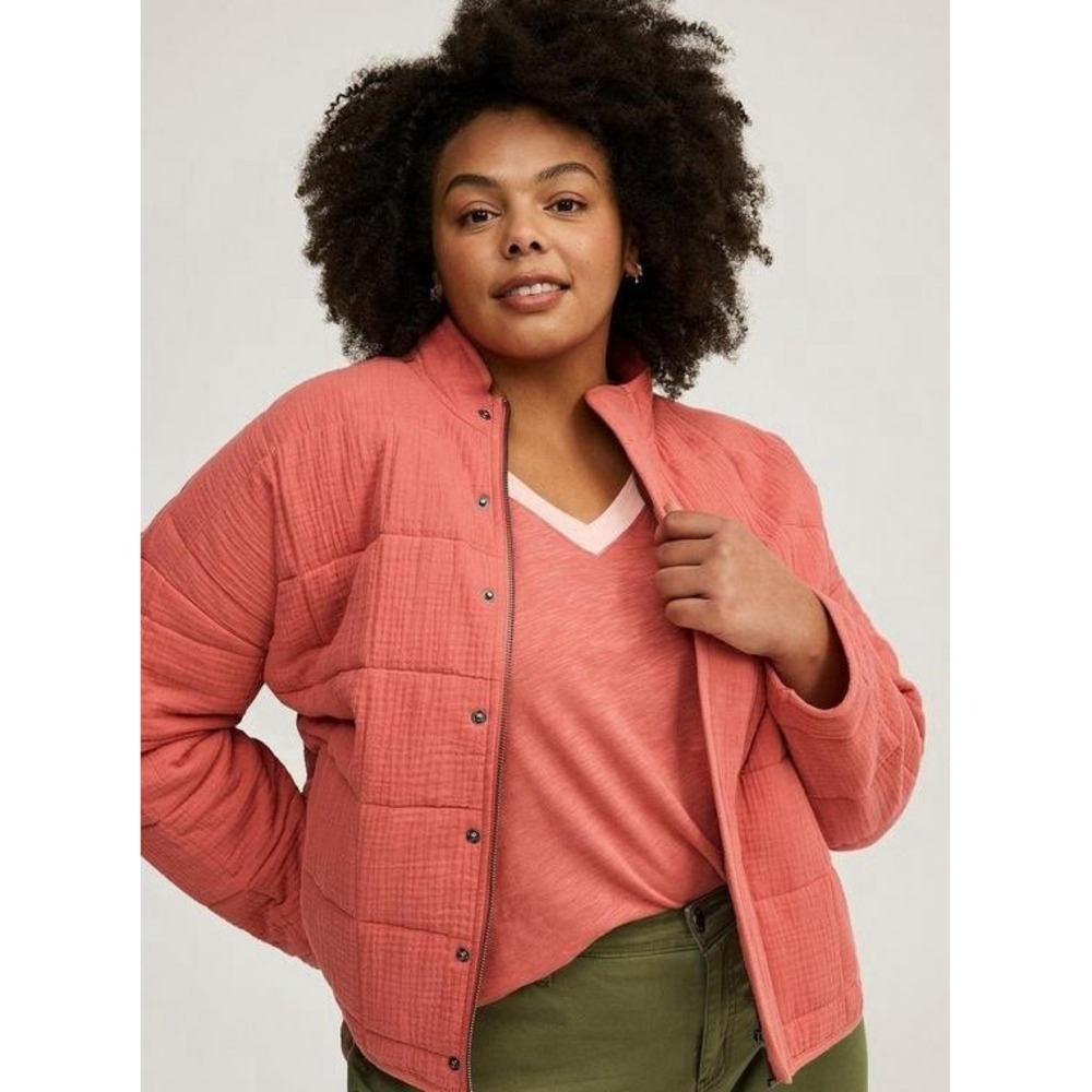Torrid Quilted Drop Shoulder Jacket Faded Rose Pink 3X Granola Girl Minimalistic